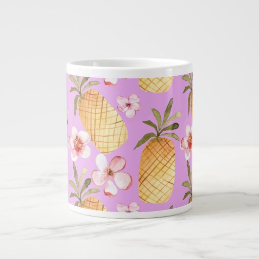 Grande Tasse Retro ananas tropical imprimé sur arrière - plan l (Devant)