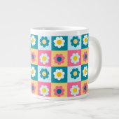 Grande Tasse Retro Cute colorful Pastel Flowers Pattern (Devant droit)