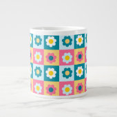Grande Tasse Retro Cute colorful Pastel Flowers Pattern (Devant)