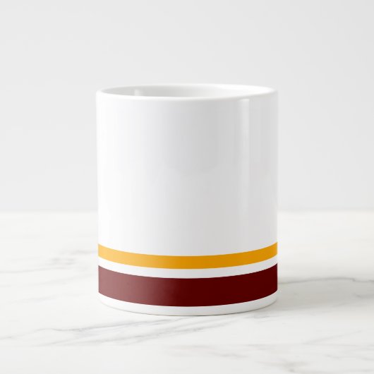 Grande Tasse Retro Deep Red Yellow Rim Stripes De Course Sur Bl (Devant)