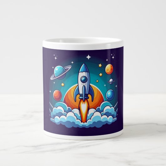 Grande Tasse Retro, fusée spatiale (Devant)