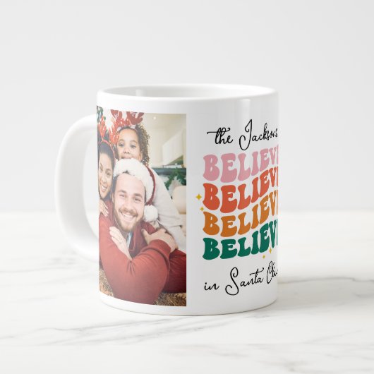 Grande Tasse Retro nous croyons au Père Noël 2 photos (Devant gauche)