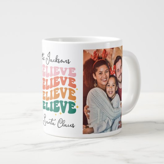 Grande Tasse Retro nous croyons au Père Noël 2 photos (Devant droit)