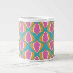 Grande Tasse Retro Ogee Bleu Orange Rose