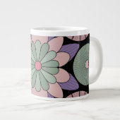 Grande Tasse Retro Pastel Floral Mandala Symmetry (Devant droit)