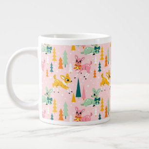 Grande Tasse Retro Reindeer Wonderland Motif de vacances