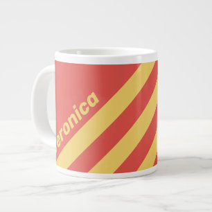 Grande Tasse Rétro Surf Coucher de soleil Trois Bandes avec Nom