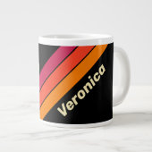 Grande Tasse Rétro VHS Rayures avec Nom (Devant droit)