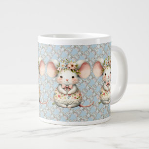 Grande Tasse Robe de souris florale mignonne Couronne de fleurs