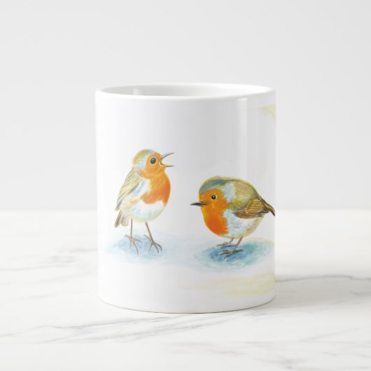 Grande Tasse Robins rouges en hiver (Devant)