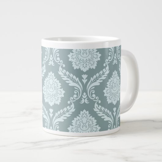 Grande Tasse Rococo Damask Lg Pattern Duck Egg Blue+Teal (Devant droit)