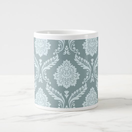 Grande Tasse Rococo Damask Lg Pattern Duck Egg Blue+Teal (Devant)