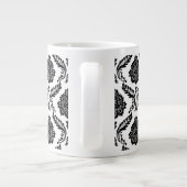Grande Tasse Rococo Damask Pattern Black on White (Dos)