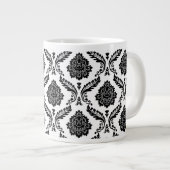 Grande Tasse Rococo Damask Pattern Black on White (Devant droit)
