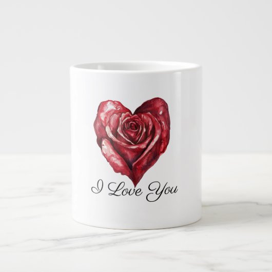 Grande Tasse Romantic White Red Rose Heart Love (Devant)