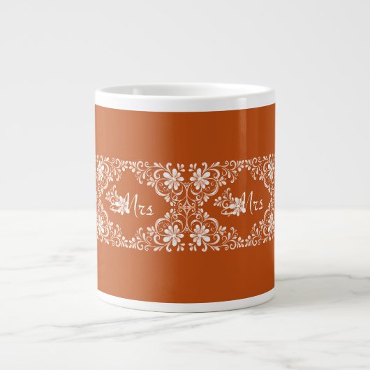 Grande Tasse Romantique Shabby Chic Burnt Orange Mme Mariage Mu (Devant)