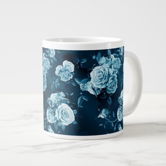 Grande Tasse Rose bleu classique Motif (Devant droit)