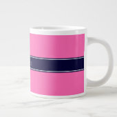 Grande Tasse Rose chaud solide #2, Nom du ruban bleu marine Mon (Droite)