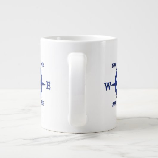 Grande Tasse rose Compass 8 points, bleu marine (Dos)