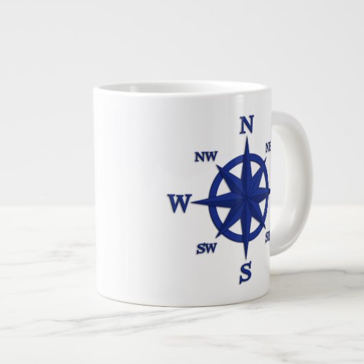 Grande Tasse rose Compass 8 points, bleu marine (Devant droit)