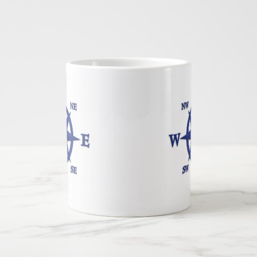 Grande Tasse rose Compass 8 points, bleu marine (Devant)