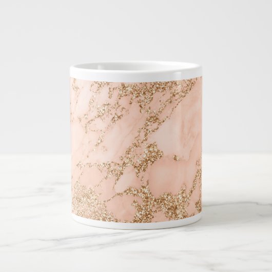 Grande Tasse Rose en marbre parties scintillant d'or abstrait (Devant)