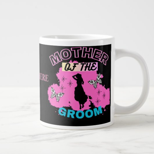 Grande Tasse Rose et Noir Silhouette Maman Belle-Mère de Marié (Droite)