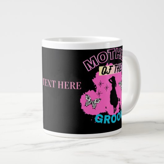Grande Tasse Rose et Noir Silhouette Maman Belle-mère du marié (Devant droit)