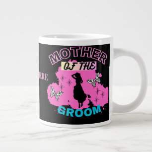 Grande Tasse Rose et Noir Silhouette Maman Belle-Mère du Marié
