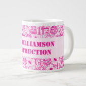 Grande Tasse rose girly moderne Architectural Blueprint (Devant droit)