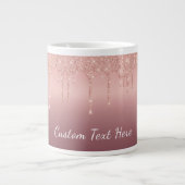 Grande Tasse Rose Gold Parties scintillant Texte personnalisé V (Devant)
