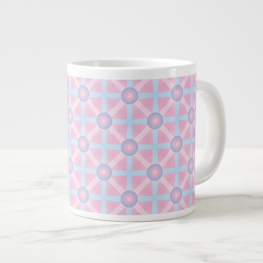 Grande Tasse Rose mignon, violet et bleu clair Motif (Devant droit)