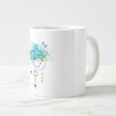 Grande Tasse Roses Turquoise avec Clés (Devant droit)