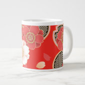 Grande Tasse Rouge et blanc Sakura Japonais Kimono (Devant droit)