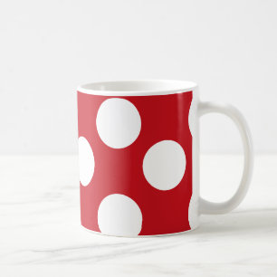 Grande tasse rouge et blanche de point de polka
