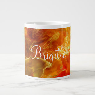 Grande Tasse Rouge, orange, or, vert marbre encre de marbre