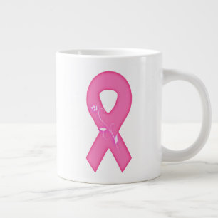 Grande Tasse Ruban de sensibilisation au cancer du sein avec fl
