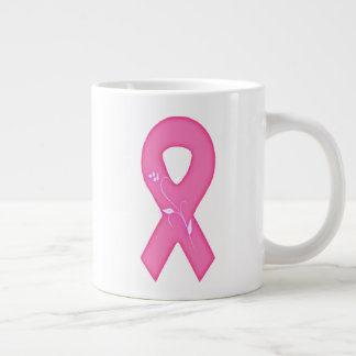Grande Tasse Ruban de sensibilisation au cancer du sein avec fl