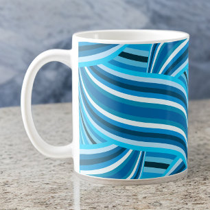 Grande Tasse Rubans Turquoise Turquoise et Blue Swirled