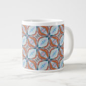 Grande Tasse Rust unique, Turquoise, Bleu clair et rose Motif D (Devant droit)