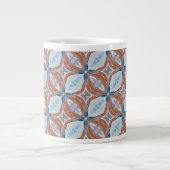 Grande Tasse Rust unique, Turquoise, Bleu clair et rose Motif D (Devant)