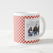 Grande Tasse Rustic Christmas Gift 2 Photo Trendy Red Plaid (Devant droit)