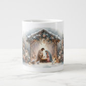 Grande Tasse Rustic Nativity Scene with Winter Florals (Devant)