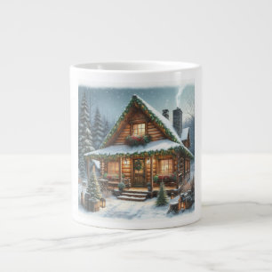Grande Tasse Rustique hiver/Noël cabine enneigé