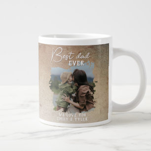 Grande Tasse Rustique Meilleur papa Famille Photo Fête du Père`