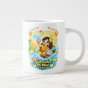 Grande Tasse Sabaidee Pi Mai – Jolie Fille Lao Fête de l'Eau Sh