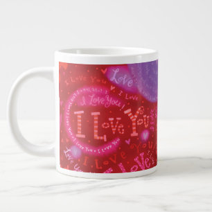 Grande Tasse Saint Valentin Rouge rose Je t'aime Typographie