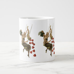 Grande Tasse Saint-Valentin vintage, dame victorienne sur une b