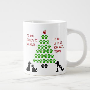 Grande Tasse Saison de l'arbre de Noël Empreinte de patte
