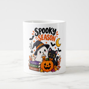 Grande Tasse Saison effrayante Fantôme & Chat Noir
